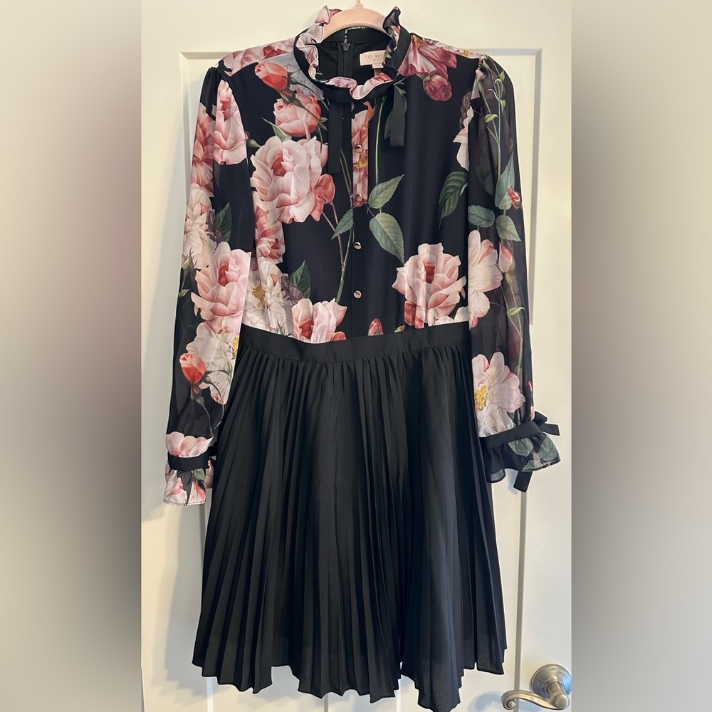 Ted Baker London Black and Pink Floral Dress